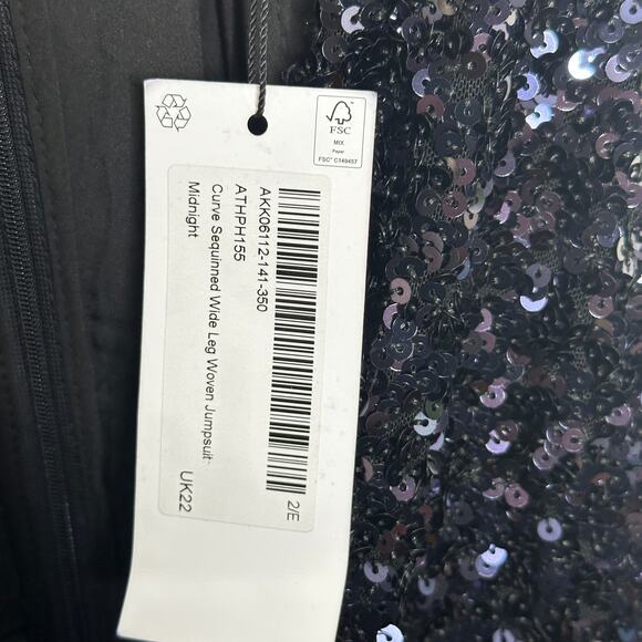 KAREN MILLEN Curve Sequined Wide Leg Jumpsuit Navy Blue Sz 18 NWT {172} - Picture 7 of 8
